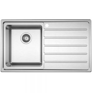 Clearwater Solar 1 Bowl Inset Stainless Steel Kitchen Sink with Right Hand Drainer 860 x 500